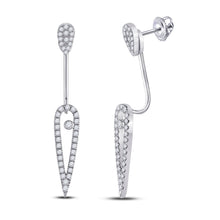 Load image into Gallery viewer, 14kt White Gold Sparkling Diamond Fashion Earrings - Radiant Glamour - Top View