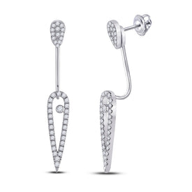 14kt White Gold Sparkling Diamond Fashion Earrings - Radiant Glamour - Top View