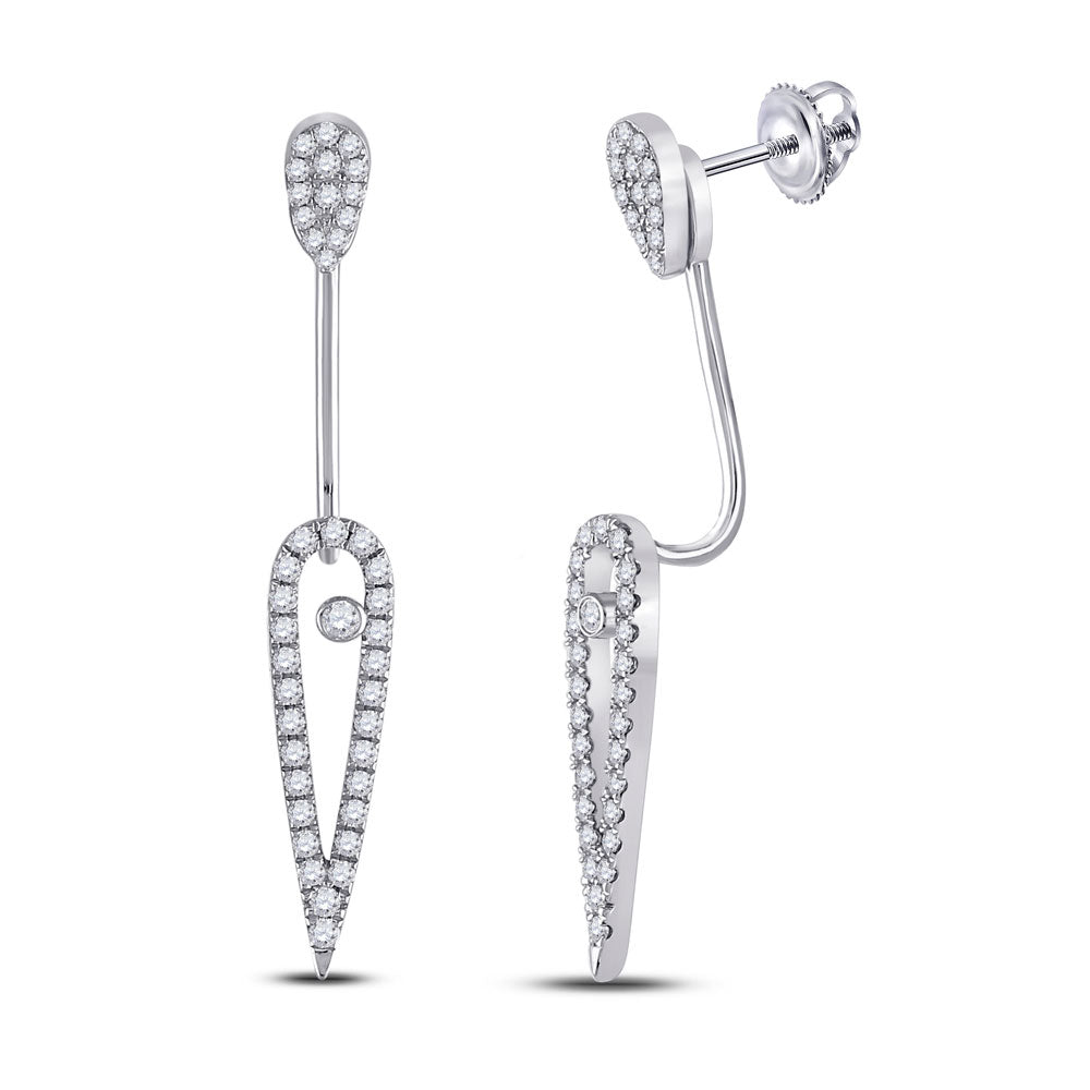 Earrings | 14kt White Gold Womens Round Diamond Fashion Earrings 1/2 Cttw | Splendid Jewellery GND