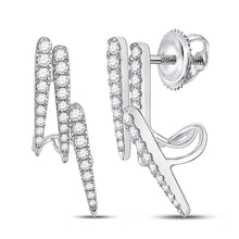 Load image into Gallery viewer, Exquisite Brilliance: 14kt White Gold Round Diamond Fashion Earrings - Top View