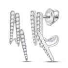 Exquisite Brilliance: 14kt White Gold Round Diamond Fashion Earrings - Top View