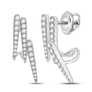 Earrings | 14kt White Gold Womens Round Diamond Fashion Earrings 5/8 Cttw | Splendid Jewellery GND