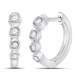 14kt White Gold Diamond Sparkle Hoop Earrings - Top View