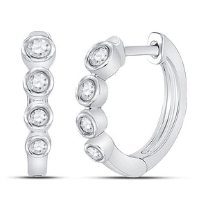 Earrings | 14kt White Gold Womens Round Diamond Fashion Hoop Earrings 1/4 Cttw | Splendid Jewellery GND