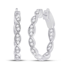 Load image into Gallery viewer, Radiant Brilliance: 14kt White Gold Women&#39;s Diamond Fashion Hoop Earrings - Top View