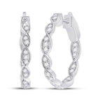 Radiant Brilliance: 14kt White Gold Women's Diamond Fashion Hoop Earrings - Top View