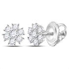 14kt White Gold Diamond Blossom Cluster Earrings  Top View from Splendid Jewellery
