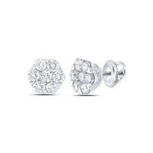 Load image into Gallery viewer, Floral Brilliance Diamond Cluster Earrings - Top View