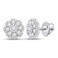 Load image into Gallery viewer, Radiant Blossom: 14kt White Gold Diamond Cluster Earrings  Top View from Splendid Jewellery
