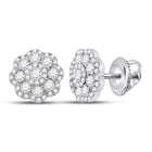 Radiant Blossom: 14kt White Gold Diamond Cluster Earrings  Top View from Splendid Jewellery
