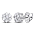 14kt White Gold Diamond Floral Cluster Earrings: A Dazzling Blossom of Elegance  Top View from Splendid Jewellery