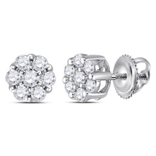 Load image into Gallery viewer, 14kt White Gold Floral Brilliance Diamond Earrings  Top View from Splendid Jewellery