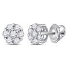 14kt White Gold Floral Brilliance Diamond Earrings  Top View from Splendid Jewellery