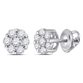14kt White Gold Floral Brilliance Diamond Earrings  Top View from Splendid Jewellery