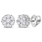 14kt White Gold Diamond Blossom Cluster Earrings: A Radiant Floral Delight  Top View from Splendid Jewellery