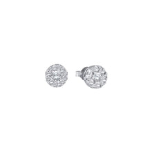 Load image into Gallery viewer, 14kt White Gold Floral Brilliance Diamond Stud Earrings  Top View from Splendid Jewellery