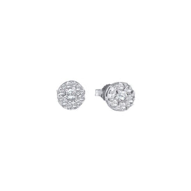 14kt White Gold Floral Brilliance Diamond Stud Earrings  Top View from Splendid Jewellery