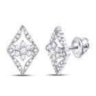 14kt White Gold Diamond Geometric Cluster Earrings: A Timeless Masterpiece  Top View from Splendid Jewellery