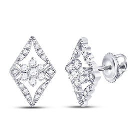 14kt White Gold Diamond Geometric Cluster Earrings: A Timeless Masterpiece  Top View from Splendid Jewellery