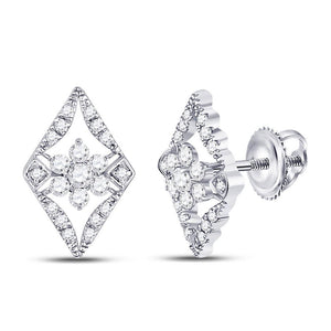 Earrings | 14kt White Gold Womens Round Diamond Geometric Cluster Earrings 3/8 Cttw | Splendid Jewellery GND