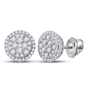 Earrings | 14kt White Gold Womens Round Diamond Halo Cluster Earrings 1/2 Cttw | Splendid Jewellery GND