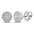 Captivating Brilliance: 14kt White Gold Diamond Halo Earrings - Top View
