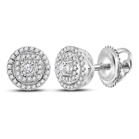 Captivating Brilliance: 14kt White Gold Diamond Halo Earrings - Top View