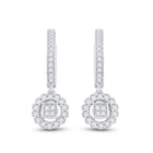 Sparkling Brilliance: 14kt White Gold Diamond Hoop Circle Dangle Earrings - Side View