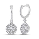 14kt White Gold Diamond Brilliance Hoop Dangle Earrings - Top View