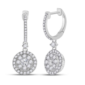 14kt White Gold Diamond Brilliance Hoop Dangle Earrings - Top View
