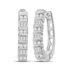 14kt White Gold Diamond Sparkle Hoop Earrings - Top View