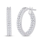 14kt White Gold Double Row Diamond Hoop Earrings - Timeless Elegance and Dazzling Brilliance  Top View from Splendid Jewellery