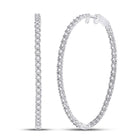 Radiant Brilliance: 14kt White Gold Diamond Inside-Outside Hoop Earrings - Top View