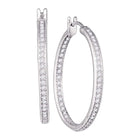 Dazzling Brilliance: 14kt White Gold Inside Outside Diamond Hoop Earrings  Top View from Splendid Jewellery