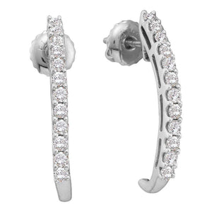 Earrings | 14kt White Gold Womens Round Diamond J Half Hoop Earrings 1/2 Cttw | Splendid Jewellery GND