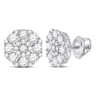 Sparkling Octagon Cluster Diamond Earrings in 14kt White Gold - Top View