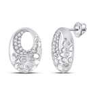 Radiant Brilliance: 14kt White Gold Diamond Oval Earrings - Top View