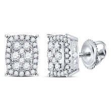 Load image into Gallery viewer, 14kt White Gold Radiant Diamond Cluster Earrings - Timeless Elegance and Mesmerizing Sparkle - Top View
