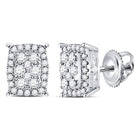 14kt White Gold Radiant Diamond Cluster Earrings - Timeless Elegance and Mesmerizing Sparkle - Top View