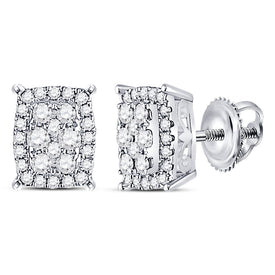 14kt White Gold Radiant Diamond Cluster Earrings - Timeless Elegance and Mesmerizing Sparkle - Top View