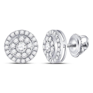 Earrings | 14kt White Gold Womens Round Diamond Solitaire Cluster Stud Earrings 1/2 Cttw | Splendid Jewellery GND