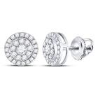 Radiant Brilliance: 14kt White Gold Diamond Cluster Stud Earrings  Top View from Splendid Jewellery