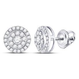 Radiant Brilliance: 14kt White Gold Diamond Cluster Stud Earrings  Top View from Splendid Jewellery
