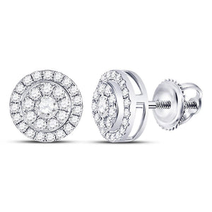 Earrings | 14kt White Gold Womens Round Diamond Solitaire Cluster Stud Earrings 1/4 Cttw | Splendid Jewellery GND
