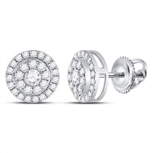 Load image into Gallery viewer, 14kt White Gold Dazzling Diamond Cluster Stud Earrings  Top View from Splendid Jewellery