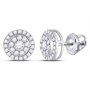 Earrings | 14kt White Gold Womens Round Diamond Solitaire Cluster Stud Earrings 3/4 Cttw | Splendid Jewellery GND