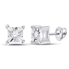 14kt White Gold Sparkling Diamond Solitaire Earrings - Top View