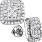 Dazzling Brilliance: 14kt White Gold Square Cluster Diamond Earrings - Top View