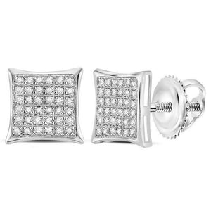 Earrings | 14kt White Gold Womens Round Diamond Square Cluster Earrings 1/4 Cttw | Splendid Jewellery GND