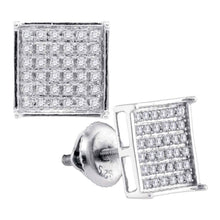 Load image into Gallery viewer, Radiant Brilliance: 14kt White Gold Womens Round Diamond Square Cluster Earrings 1/4 Cttw  Top View from Splendid Jewellery